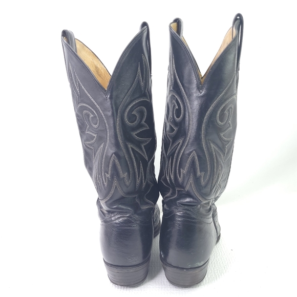 Nocona Boots Black Leather Western Pointed Toe Pull On Cowboy Shoes Size 9 D main image 10